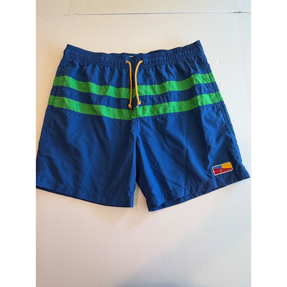 Five Four Modern‎ Mens Blue Green Striped Swim Trunks Board Shorts Size 38